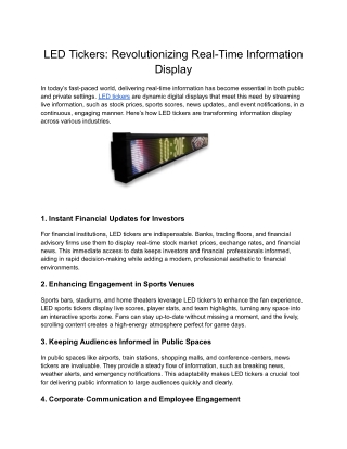 LED Tickers_ Revolutionizing Real-Time Information Display