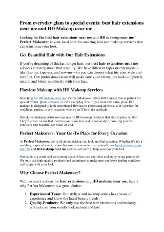 From everyday glam to special events best hair extensions near me and HD Makeup near me