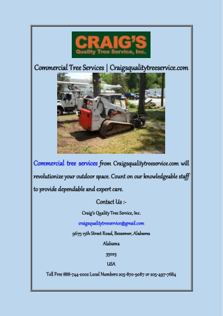 Commercial Tree Services  Craigsqualitytreeservice com