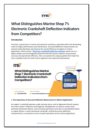What Distinguishes Marine Shop 7’s Electronic Crankshaft Deflection Indicators from Competitors