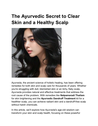 The Ayurvedic Secret to Clear Skin and a Healthy Scalp