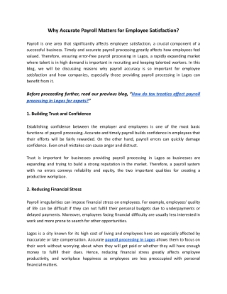 Why Accurate Payroll Matters for Employee Satisfaction?