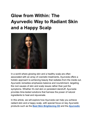 Glow from Within: The Ayurvedic Way to Radiant Skin and a Happy Scalp