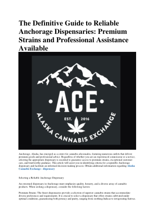 Alaska Cannabis Exchange Anchorage