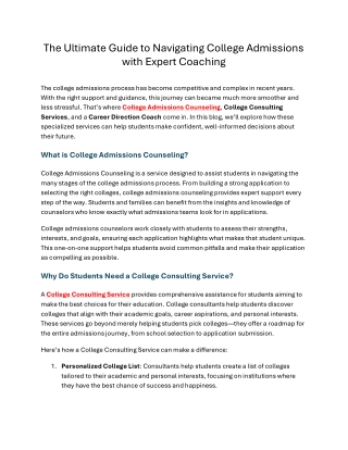 The Complete Guide to College Counseling and Career Coaching