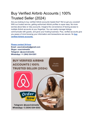Buy Verified Airbnb Accounts _ 100% Trusted Seller (2024)