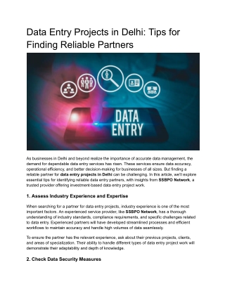 Data Entry Projects in Delhi: Tips for Finding Reliable Partners