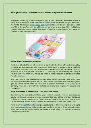 Thoughtful Gifts Delivered with a Sweet Surprise  Mail Bakes