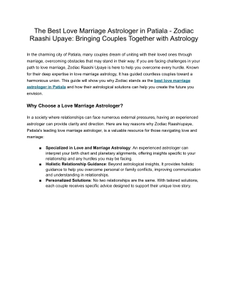 The Best Love Marriage Astrologer in Patiala