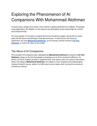 Exploring the Phenomenon of AI Companions With Mohammad Alothman