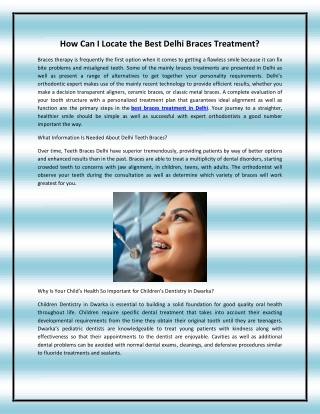 How Can I Locate the Best Delhi Braces Treatment