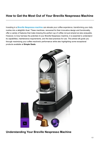 How to Get the Most Out of Your Breville Nespresso Machine