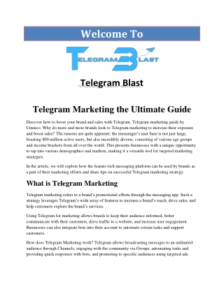 Telegram Marketing  the Ultimate Guide