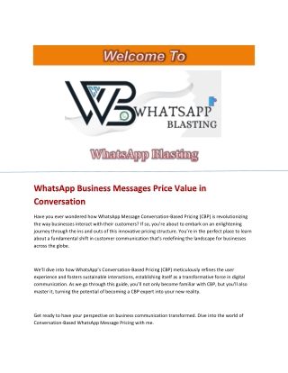 WhatsApp Business Messages Price Value in Conversation