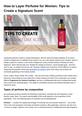 How to Layer Perfume for Women: Tips to Create a Signature Scent