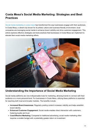 Costa Mesas Social Media Marketing Strategies and Best Practices