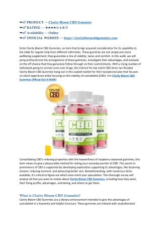 Clarity Bloom CBD Gummies® | OFFICIAL SITE!