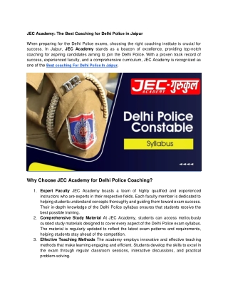 JEC Academy_ The Best Coaching for Delhi Police in Jaipur