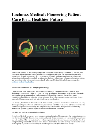 Lochness Medical - medical supplies company