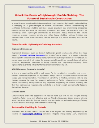 Lightweight Prefab Cladding