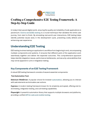 Crafting a Comprehensive E2E Testing Framework: A Step-by-Step Guide