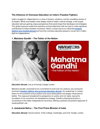 6 Freedom Fighters with International Education Backgrounds