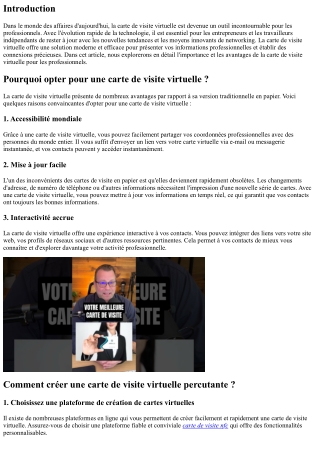 La carte de visite virtuelle : l'outil indispensable pour les professionnels