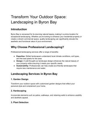 Transform Your Outdoor Space: Landscaping in Byron Bay