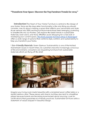 “Transform Your Space: Discover the Top Furniture Trends for 2024”