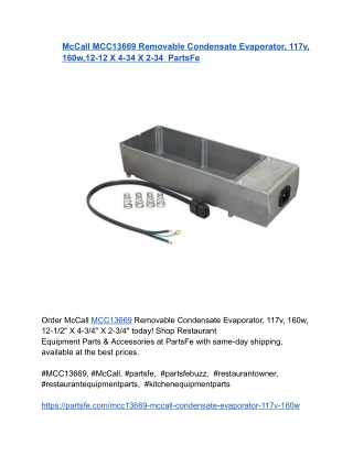 McCall MCC13669 Removable Condensate Evaporator, 117v, 160w,12-12 X 4-34 X 2-34  PartsFe
