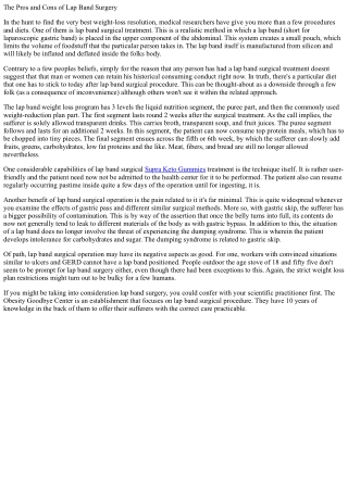 The execs and cons of lap band surgical treatment