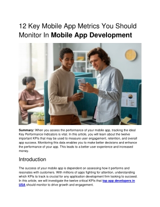 12 Key Mobile App Metrics You Should Monitor In Mobile App Development