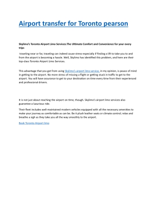 Airport transfer for Toronto pearson