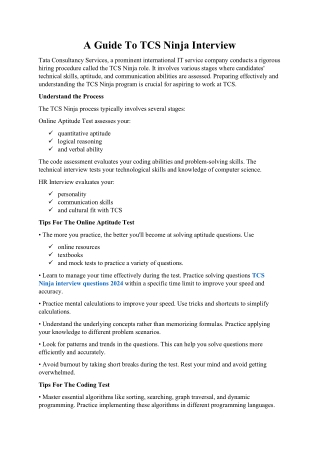 A Guide To TCS Ninja Interview