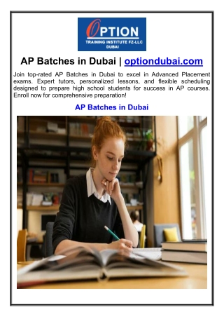 AP Batches in Dubai | optiondubai.com