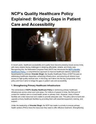 NCP’s Quality Healthcare Policy Explained: Bridging Gaps in Patient Care and Acc
