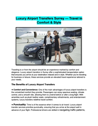 Luxury Airport Transfers Surrey — Travel in Comfort & Style