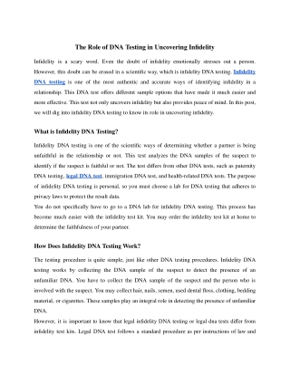 The Role of DNA Testing in Uncovering Infidelity