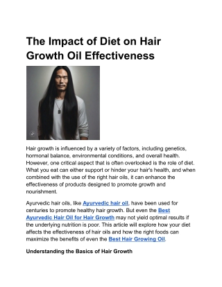 The Impact of Diet on Hair Growth Oil Effectiveness