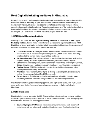 Best Digital Marketing Institutes in Ghaziabad
