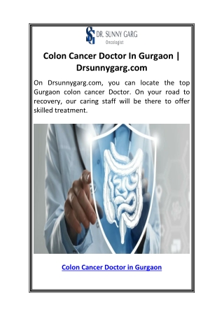 Colon Cancer Doctor In Gurgaon  Drsunnygarg.com