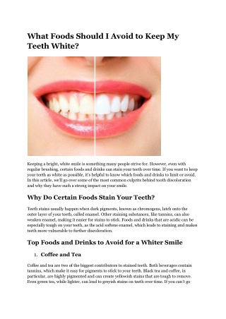 What Foods Should I Avoid to Keep My Teeth White