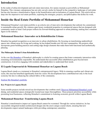 Inside the Real Estate Portfolio of Mohammad Honarkar