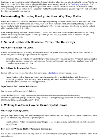 5 Must-Have Horticulture Hand Protection for each Period