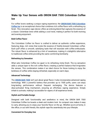 ORION BAR 7500 Colombian Coffee Ice