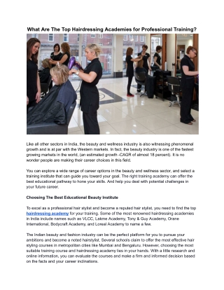 What Are The Top Hairdressing Academies for Professional Training?