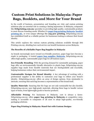Custom Print Solutions in Malaysia_ Paper Bags, Booklets, and More for Your Brand