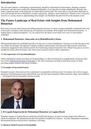 The Future Landscape of Real Estate with Insights from Mohammad Honarkar