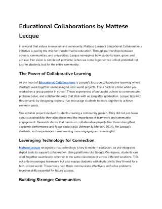 Educational Collaborations by Mattese Lecque