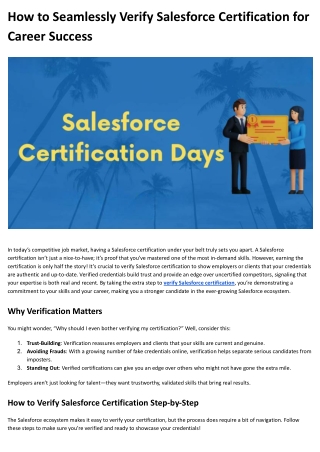 How to Seamlessly Verify Salesforce Certification for Career Success